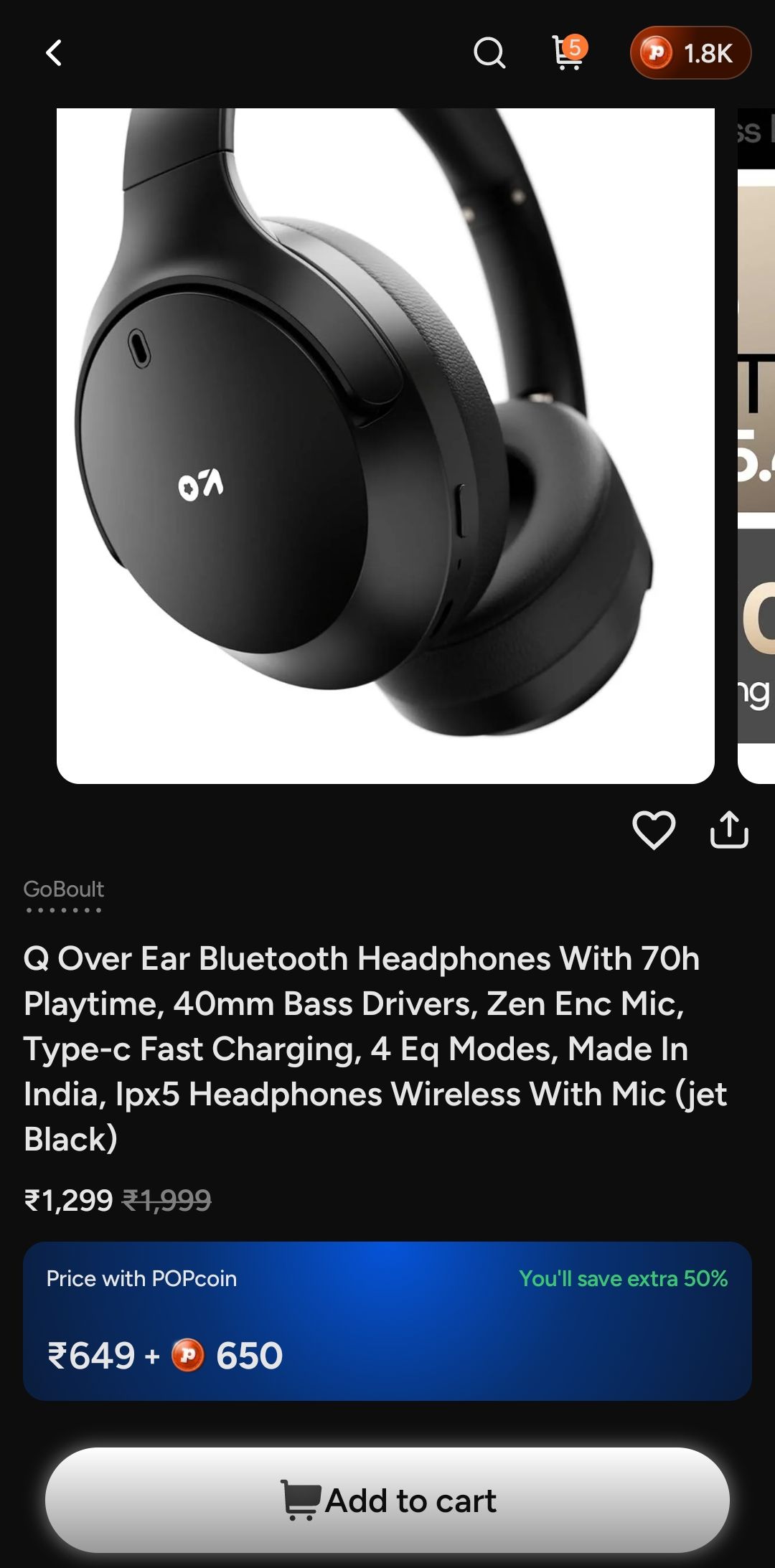(Pricing error )GOBOULT Q 70Hr Headphone
