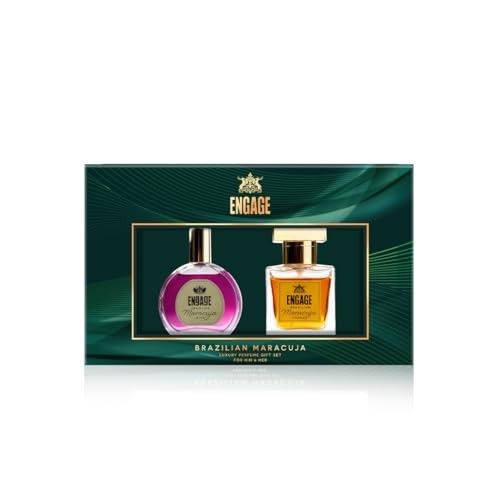Engage Brazilian Maracuja Luxury Perfume Gift Set for Men & Women 25mlx2|Unisex Perfume|Musk, Vanilla, Amber, Leather & Oud|Long Lasting|Premium Couple Gift|Anniversary, Wedding|Crafted by Experts