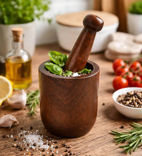 Antique Elegance Mango Wood Mortar & Pestle Set of 1