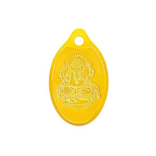 Muthoot PAPPACHAN Swarnavarsham 24K (999) Yellow Gold Oval Ganesha Pendant 1 Gram