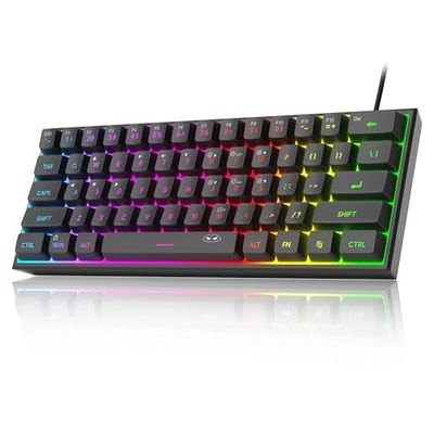 MageGee Mini 60% Gaming Keyboard, RGB Backlit 61 Key Ultra-Compact Keyboard, Ts91 Ergonomic Waterproof Mechanical Feeling Office Computer Keyboard for Pc, Mac, Ps4, Xbox One Gamer, Wired (Black)