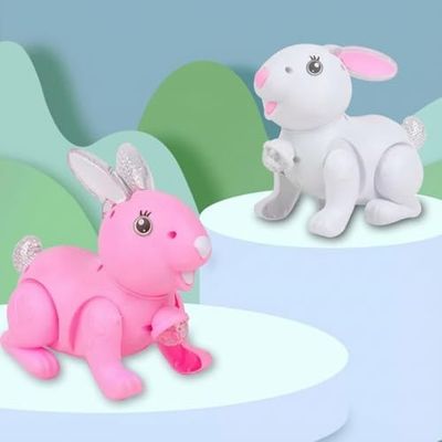 Walking Bunny Rabbit Toy with Leash, Music & LED Lights | Battery Operated Pull-Along Rabbit for Babies & Toddlers | Cute Crawling Animal, Musical Light-Up Learning | Gift for Kids