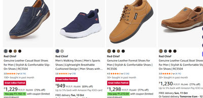 Red Chief Men's Genuine Leather Casual Boat Shoes | Slip-On Loafers for Men (RC3504, Navy)