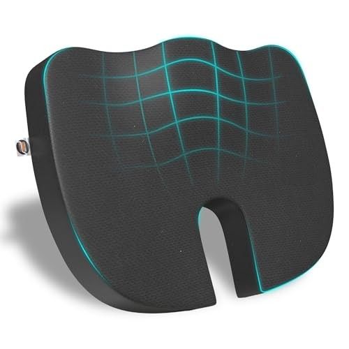 CareFoam Orthopedic Coccyx Seat Cushion for Tailbone Pain | 2-Year Warranty | Memory Foam Chair Cushion for Sciatica & Back Pain Relief, 18 x 14 Inch, Up to 120Kg, Chair & Car, Mesh Black