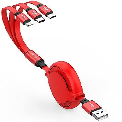 SOOPII 3 in 1 multi usb cable, Compatible for Apple iPhone Micro and C -Type, charges 3 phone at same time 1.2meter long 2.1 A output.