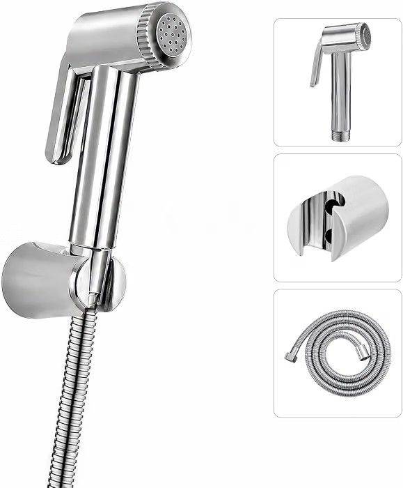 Amazon Basics Health Faucet Set for Bathroom | Premium ABS Jet Spray Gun with 1.5M Stainless Steel Hose & Wall Hook Pack of 1