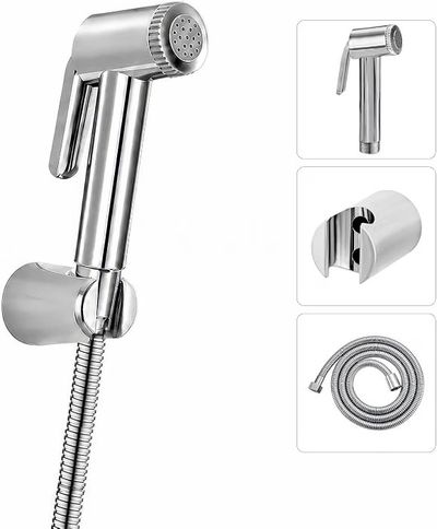 Amazon Basics Health Faucet Set for Bathroom | Premium ABS Jet Spray Gun with 1.5M Stainless Steel Hose & Wall Hook Pack of 1