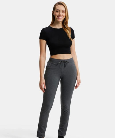 (MRP Error) Jockey 1301 Super Combed Cotton Elastane Stretch Women Solid Grey Track Pants