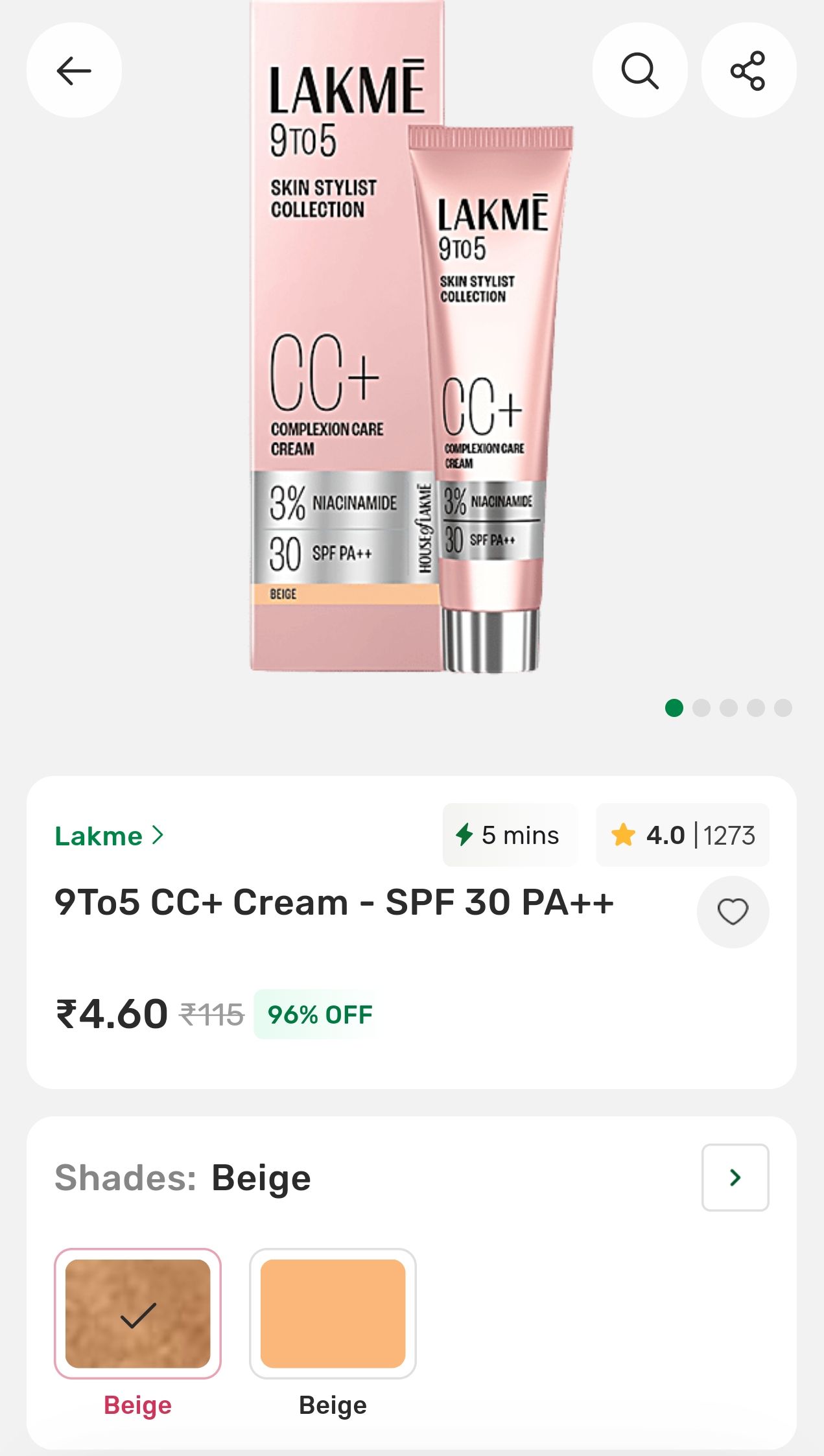 Lakme 9To5 CC+ Cream - 96% OFF