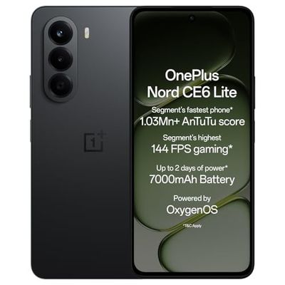 OnePlus Nord CE6 Lite | 8GB+128GB | Hyper Black | Segment's Fastest Dimensity 7400 Apex Processor | 7000mAh Battery