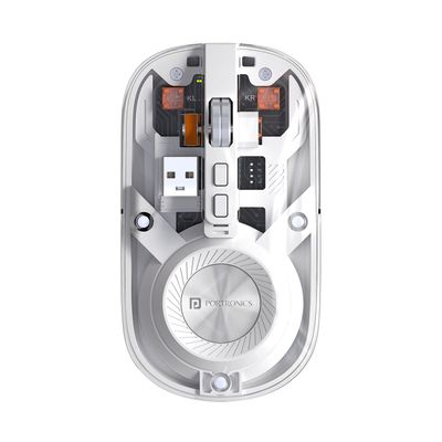 Portronics Toad 8 Transparent Wireless Bluetooth Mouse with Dual Wireless (BT + 2.4 GHz), Rechargeable Battery, Noise-Free Clicking, Show/Hide Desktop, Multi-Device Pair, Adjust Sensitivity