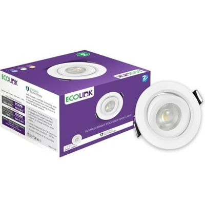 EcoLink Polycarbonate 3W LED Tiltable Spot Light | Spot Light for Display & Home Decoration | Cut Out: 63Mm, Color: Warm White, Pack of 1
