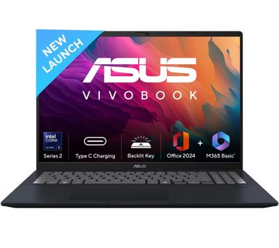 ASUS Vivobook 16 (2025) with Office 2024 + M365 Basic, Al PC Intel Core Ultra 5 Series 2 225H (16 GB/512 GB SSD/Windows 11 Home) X1607CA-MB139WS Thin and Light Laptop (16 Inch, Quiet Blue, 1.88 Kg, With MS Office)