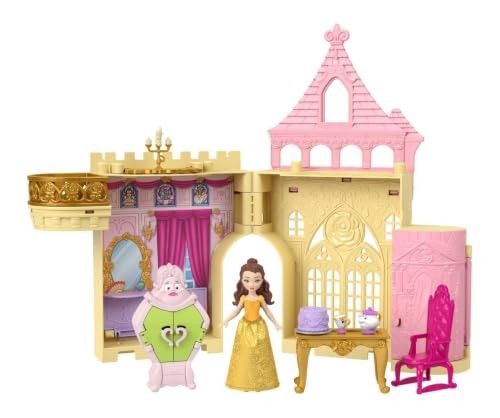 Mattel Disney Princess Toys, Storytime Stackers Belle's Castle, Stackable Doll House with Small Doll & 9 Pieces, Inspired by the Disney Movie