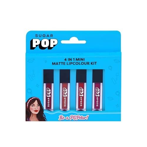 SUGAR POP 4 in 1 Mini Matte Lipcolour Kit | Vitamin E | Smudgeproof | Long-lasting Wear | 4 N x 1.1 ml - 01 Cult Classics
