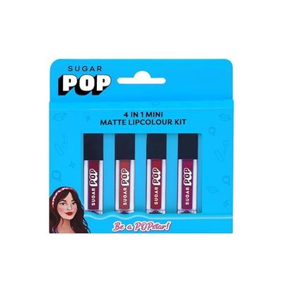 SUGAR POP 4 in 1 Mini Matte Lipcolour Kit | Vitamin E | Smudgeproof | Long-lasting Wear | 4 N x 1.1 ml - 01 Cult Classics