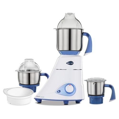 Preethi Diamond 750 Watts Mixer Grinder, 3 Jars (Stainless Steel) + Flexi Lid, Perfect Grinding for Masalas, Chutneys and Batters, 2 Year Warranty, Preethi's flagship Lifelong Free Service, White