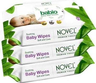 babio NOVEL Baby Wipes 80 Sheets pack of 3 | with Lid