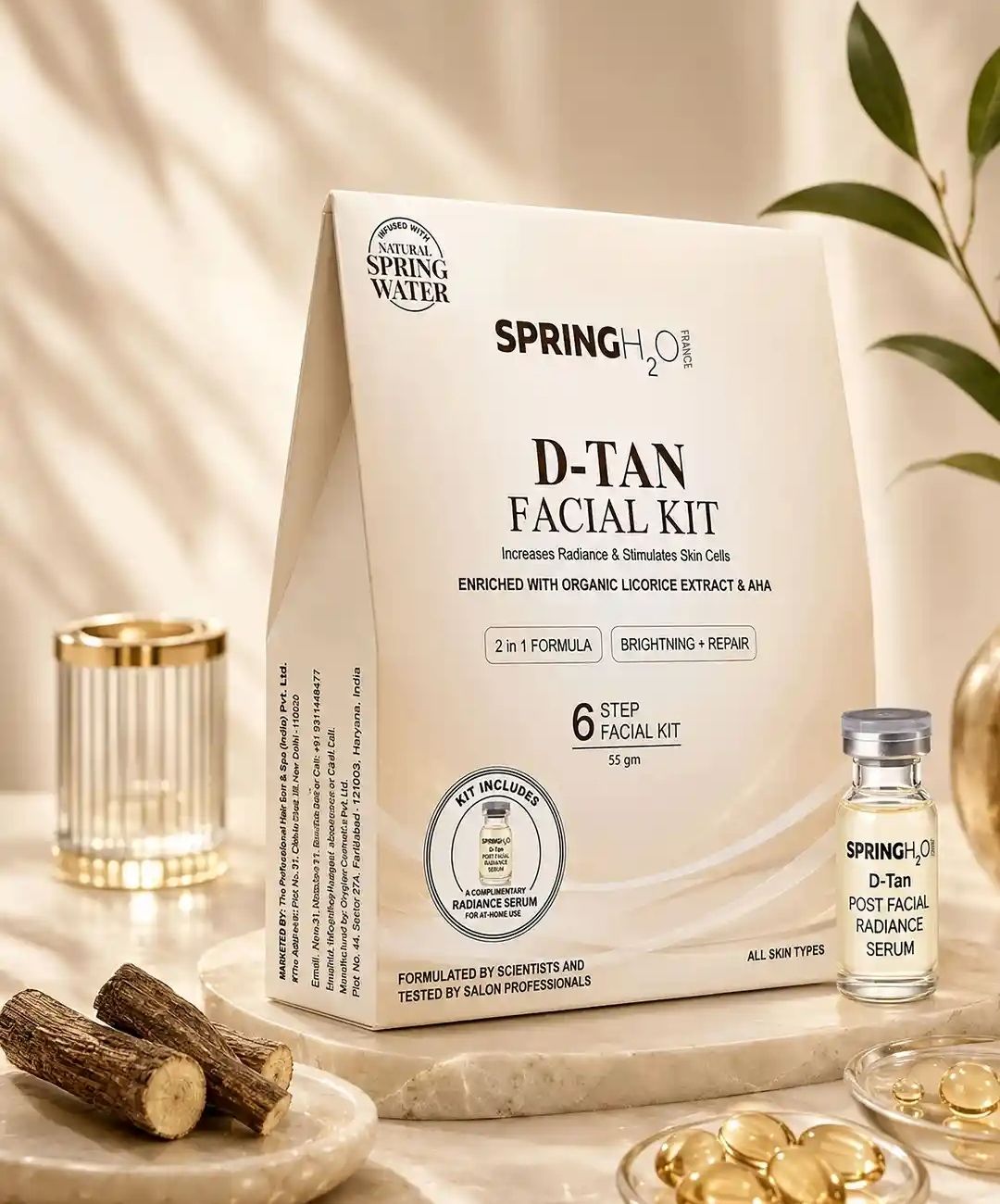 Spring H2O 5 step 2-in-1 Tan facial kit for skin brightening & Repair