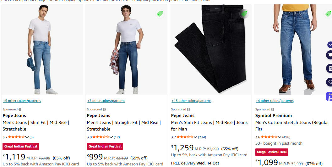 Pepe Jeans Men's Slim Fit Mid Rise Jeans upto 69% off