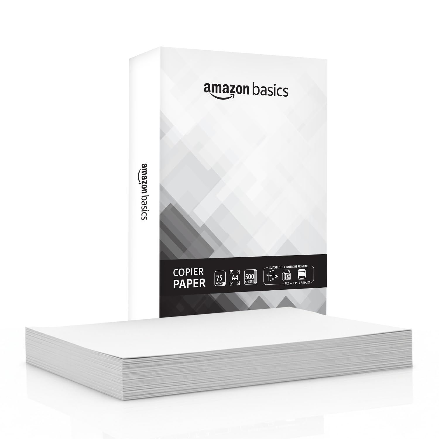 Amazon Basics A4 Copier Paper | Multipurpose Paper | 75 GSM | 500 Sheets | Compatible with Inkjet & Laser Printers