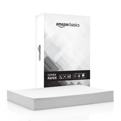 Amazon Basics A4 Copier Paper | Multipurpose Paper | 75 GSM | 500 Sheets | Compatible with Inkjet & Laser Printers