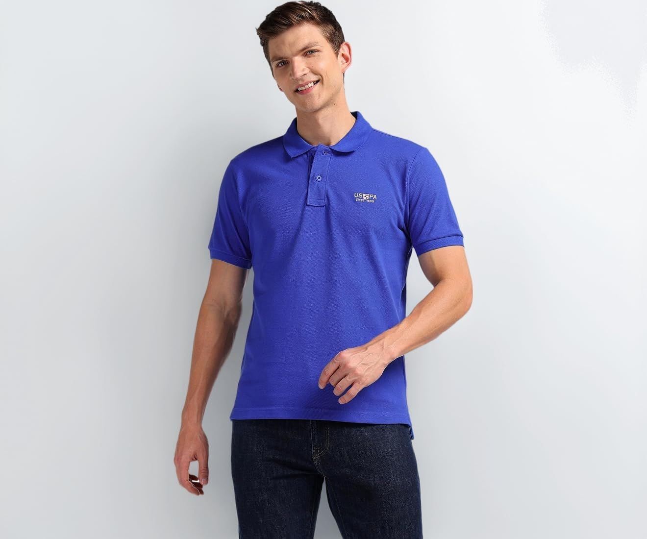 U.S. POLO ASSN. Men's Cotton Regular Fit Polo Shirt (Ustshs2218_Me. Blue)