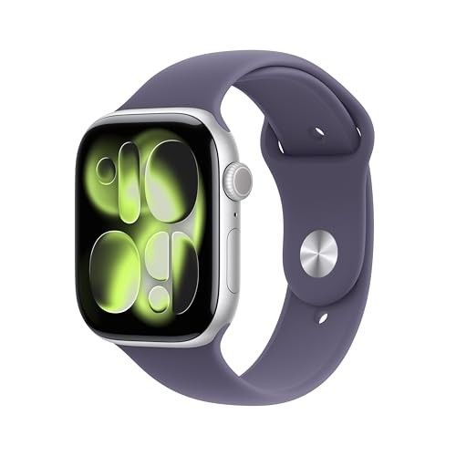 Apple Watch Series 11 GPS + Cellular 46mm Silver Aluminium Case with Purple Fog Sport Band - M/L