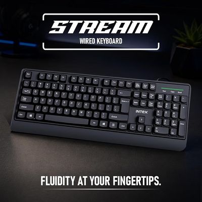 Intex Stream Wired Keyboard IT-KB335 | USB 2.0 Full Size Keyboard | 5 Million Click Key Life | 1.5M Cable