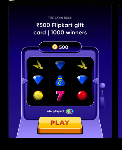 CRED - Flipkart gift card @15% discount - Play Spin Using 500 cred coins
