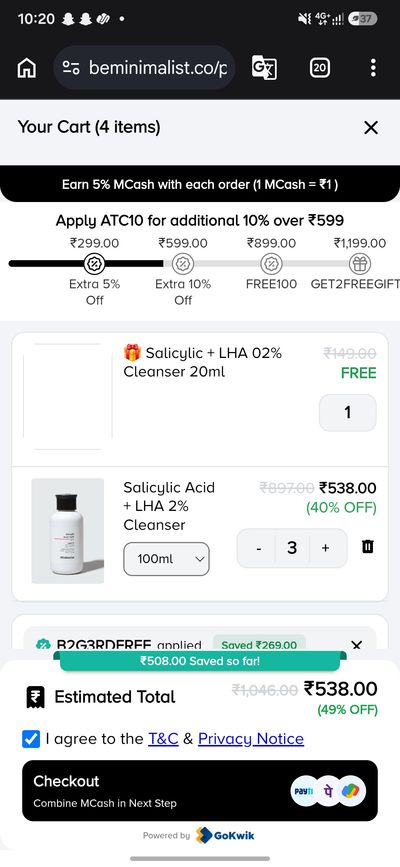 [Minimalist App] Brand Face Wash at Effective ₹179 Each (Buy 2 Get 1 Free Stack) - Retails at ₹299