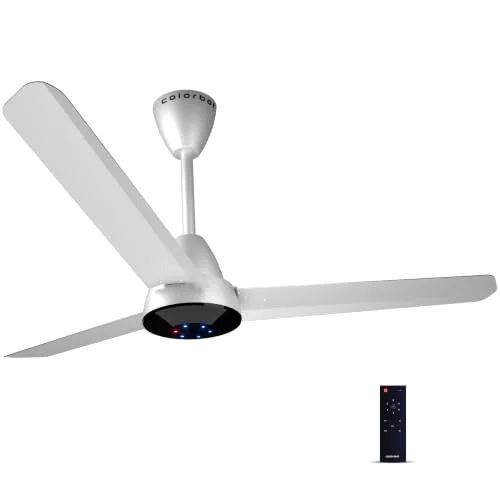 Colorbot Helix BLDC Ceiling Fans 1200mm | BEE 5 Star Rated Power Saver | AeroQuiet+ Technology | 370 RPM | Remote Control (Boost, Timer, LED, Reverse Mode) | 4 Years Warranty (Arctic White)