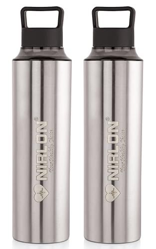 NIRLON Eco Pure Single Wall Stainless Steel Water Bottle, Water Bottles For Fridge Pack of 2