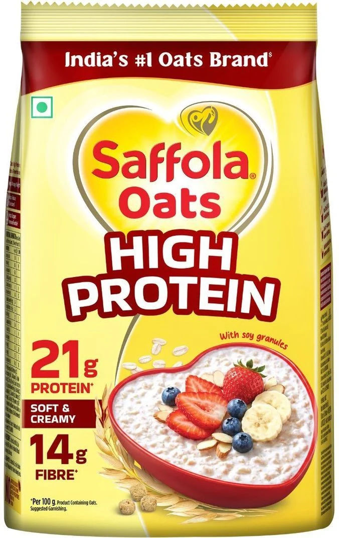 Saffola Oats High Protein -21g |High fibre | Instant rolled oats | Soft & Creamy Pouch (1 kg)