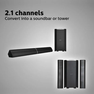 PHILIPS MMS8085B/94 Convertible 80 W Bluetooth Soundbar (Black, 2.1 Channel)