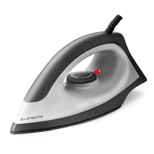 Longway Kwid Light Weight Non-Stick Teflon Coated Dry Iron, Electric Iron for Clothes | 2 Years Warranty (1100 Watt, Black)