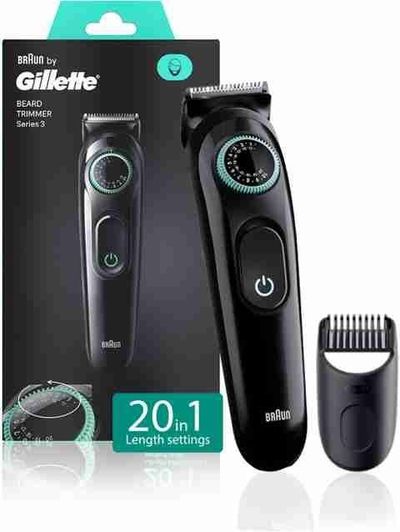 Gillette Trimmer BT 3 Series IN Trimmer 50 min Runtime 20 Length Settings (Black)