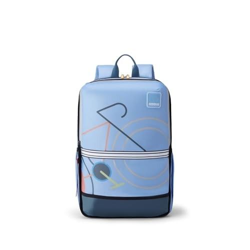American Tourister Aleo 3.0, 20L Volume 2 Compartment School Backpack with Front Organizer and Spacious Interiors for Girls and Boys - Blue