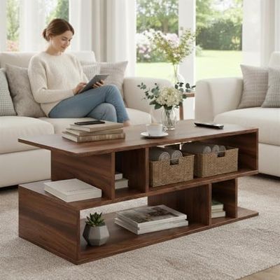 Wudyhub Engineered Wood Coffee Table/Centre Table/Tea Table for Living Room (CT-01-Brown)