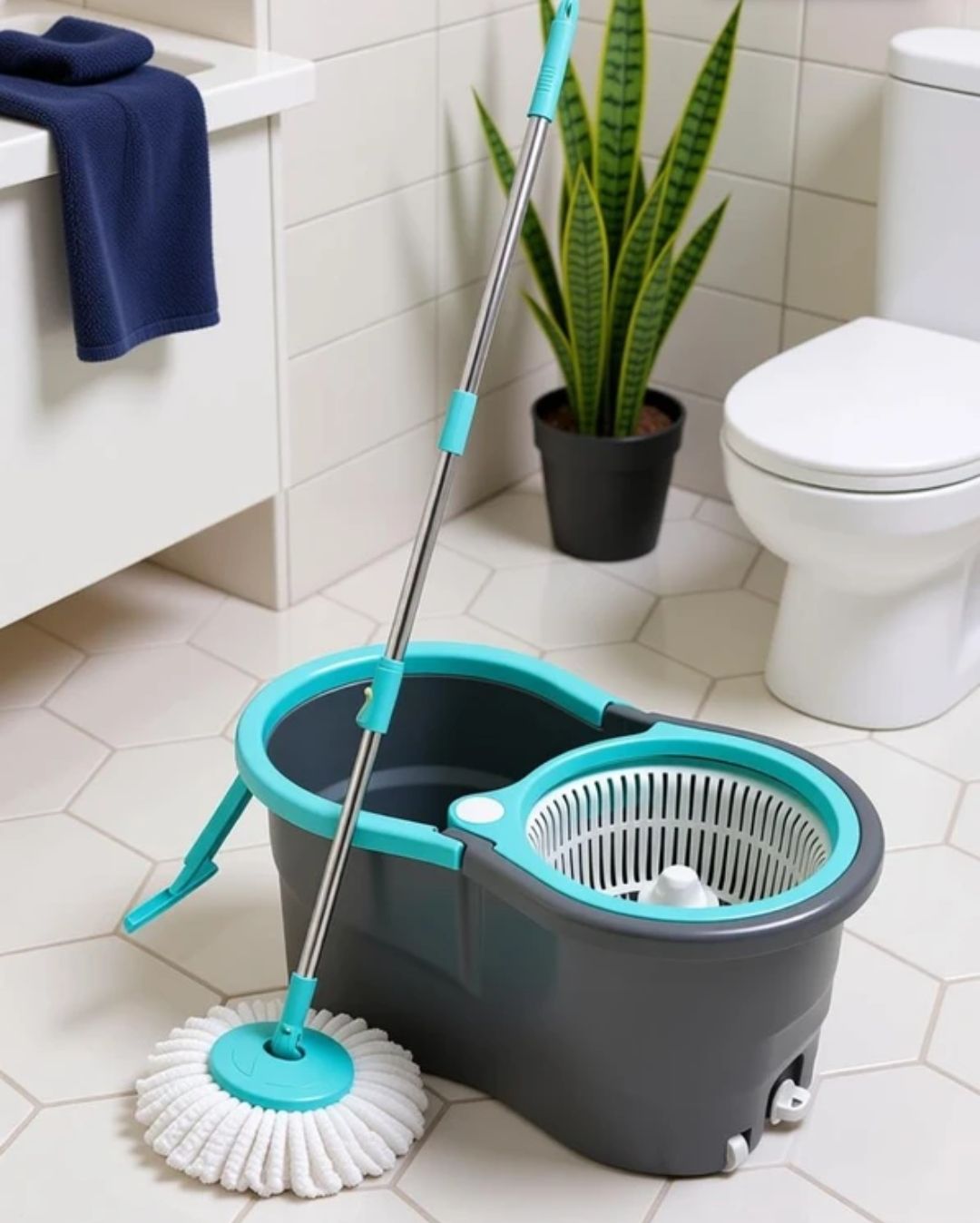 PALAK Gamma with 360 spinner 2 Microfiber heads and Twin Bucket Mop Set