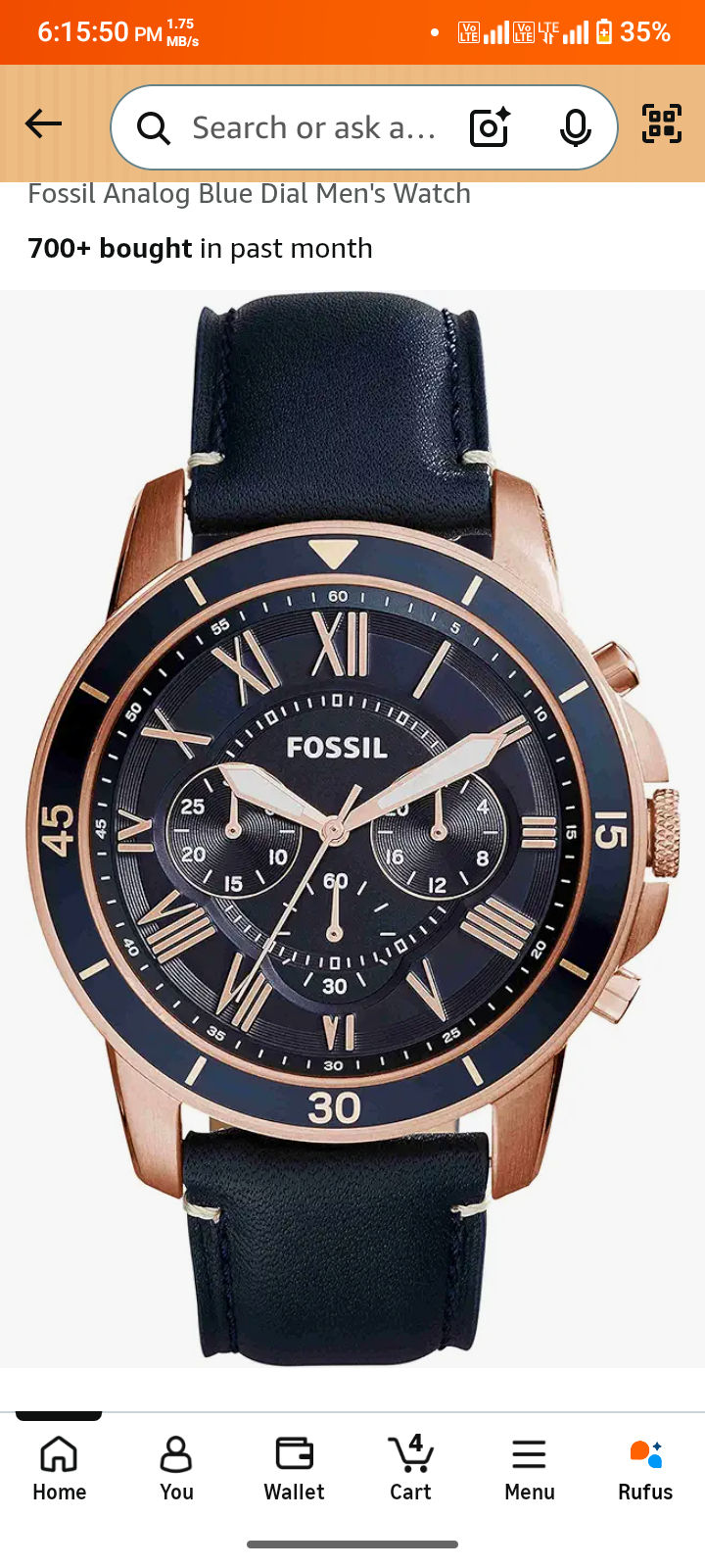 Fossil Analog Blue Dial Men's Watch @5,847(Effective)