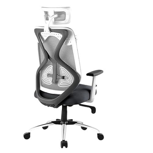High-Back Breathable Mesh Desk Chair - Height Adjustable & 360°Swivel (Grey & White)