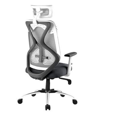High-Back Breathable Mesh Desk Chair - Height Adjustable & 360°Swivel (Grey & White)