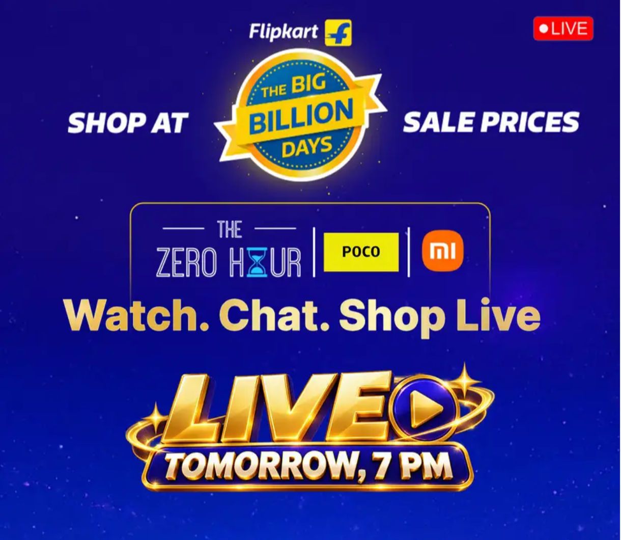 Upcoming: Win Free Phone Every 5 Min: Flipkart ZERO HOUR | POCO, Mi,. Watch. Chat. Shop, Live 30th Sep. @7pm