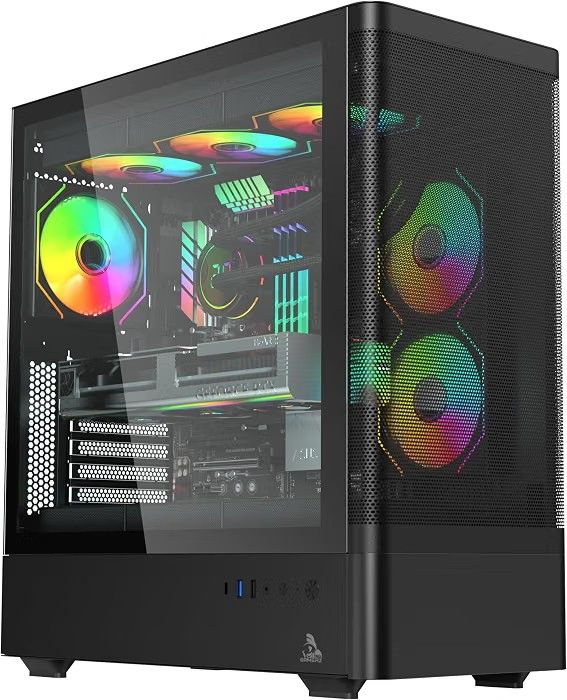 TAG Gamerz Aurora-M Mid-Tower Gaming Cabinet ATX/M-ATX/ITX | 6 Pre-Installed ARGB Infinity Mirror Fans |