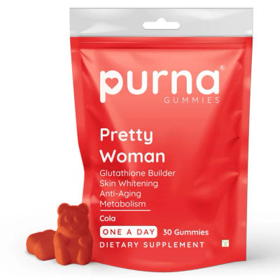 Purna Gummies Pretty Woman Glutathione Cola Flavor 30 Gummies for Skin Brightening & Anti Aging Beauty Supplement
