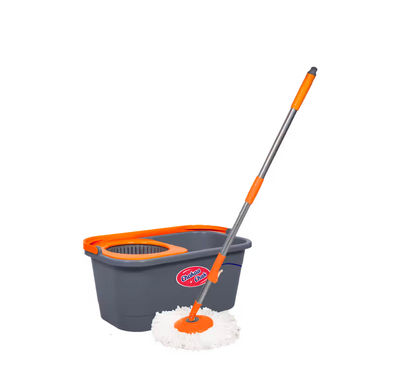 Chakaachak Plastic Eco Spin Bucket Mop (Grey and Orange) on Instamart