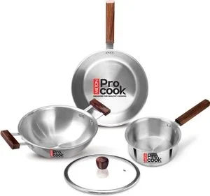 MILTON Procook Triply Stainless Steel 4pc with Wood Handle Saucep...more