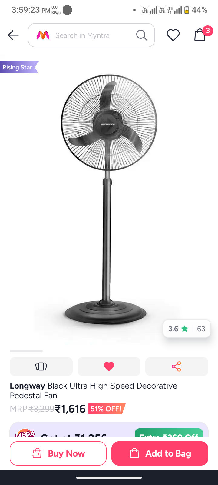 Lifelong pedestal fan with 2 year warranty