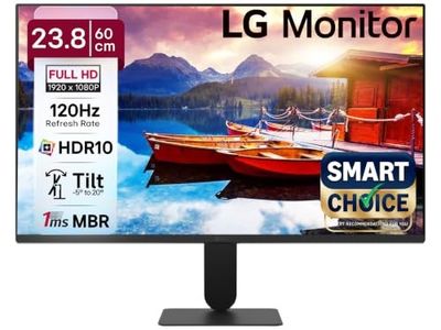LG24U411A-BN Smartchoice 60 cm (24-inch) Full HD (1920 x 1080) IPS Monitor, 3-Side Virtually Borderless, 1ms MBR, 120Hz, sRGB 99%(Typ.), HDR10, Reader Mode, Flicker Safe, VGA, HDMI, Slim Stand, Black